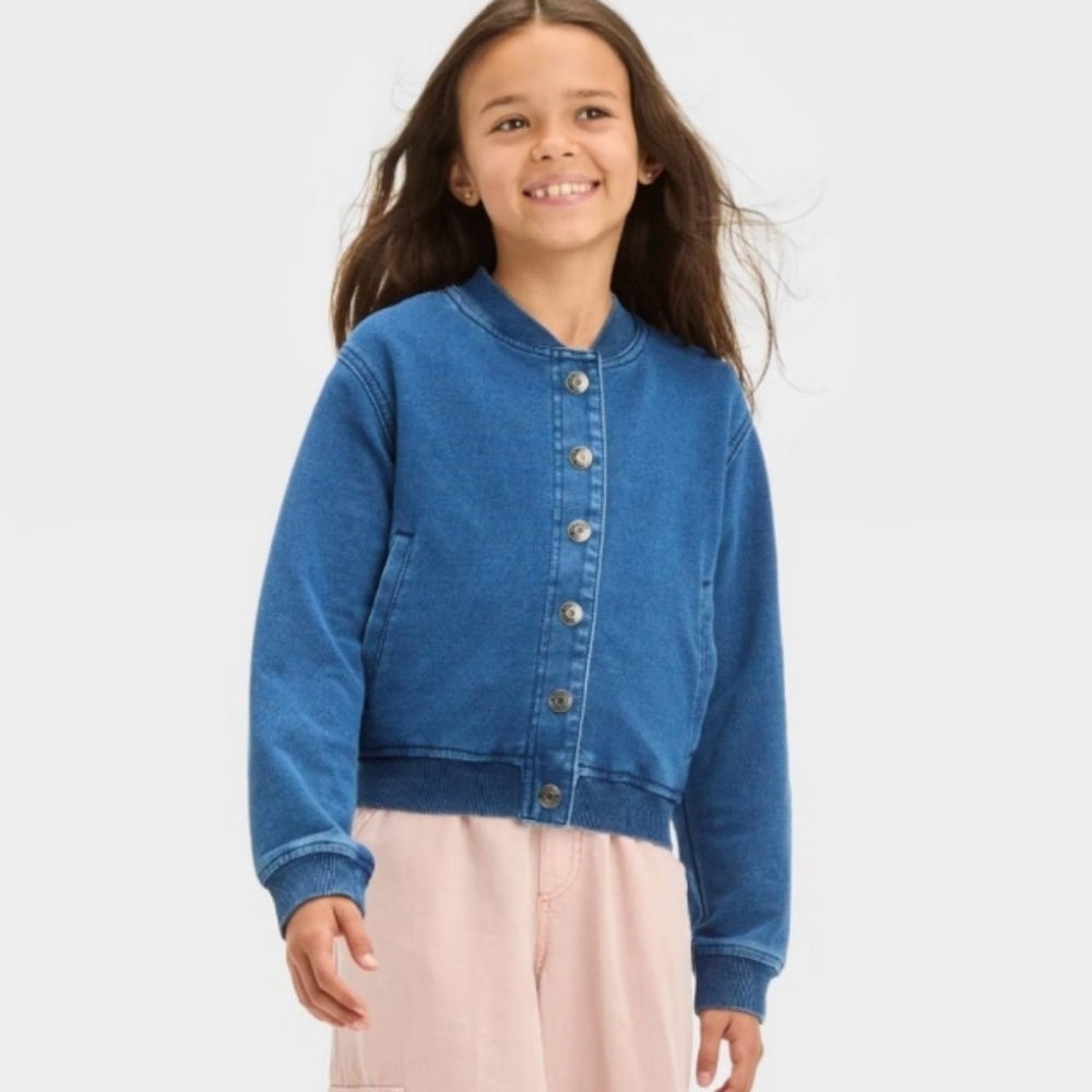 NWT Cat&Jack Varsity Lightweight Denim Jacket